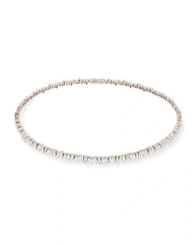 Suzanne Kalan 18k White Gold Diamond Baguette Choker Necklace, 3.0 Tdcw