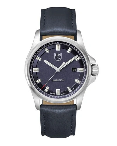 Luminox Men's Dress Field Watch With Leather Strap, Navy In Silver