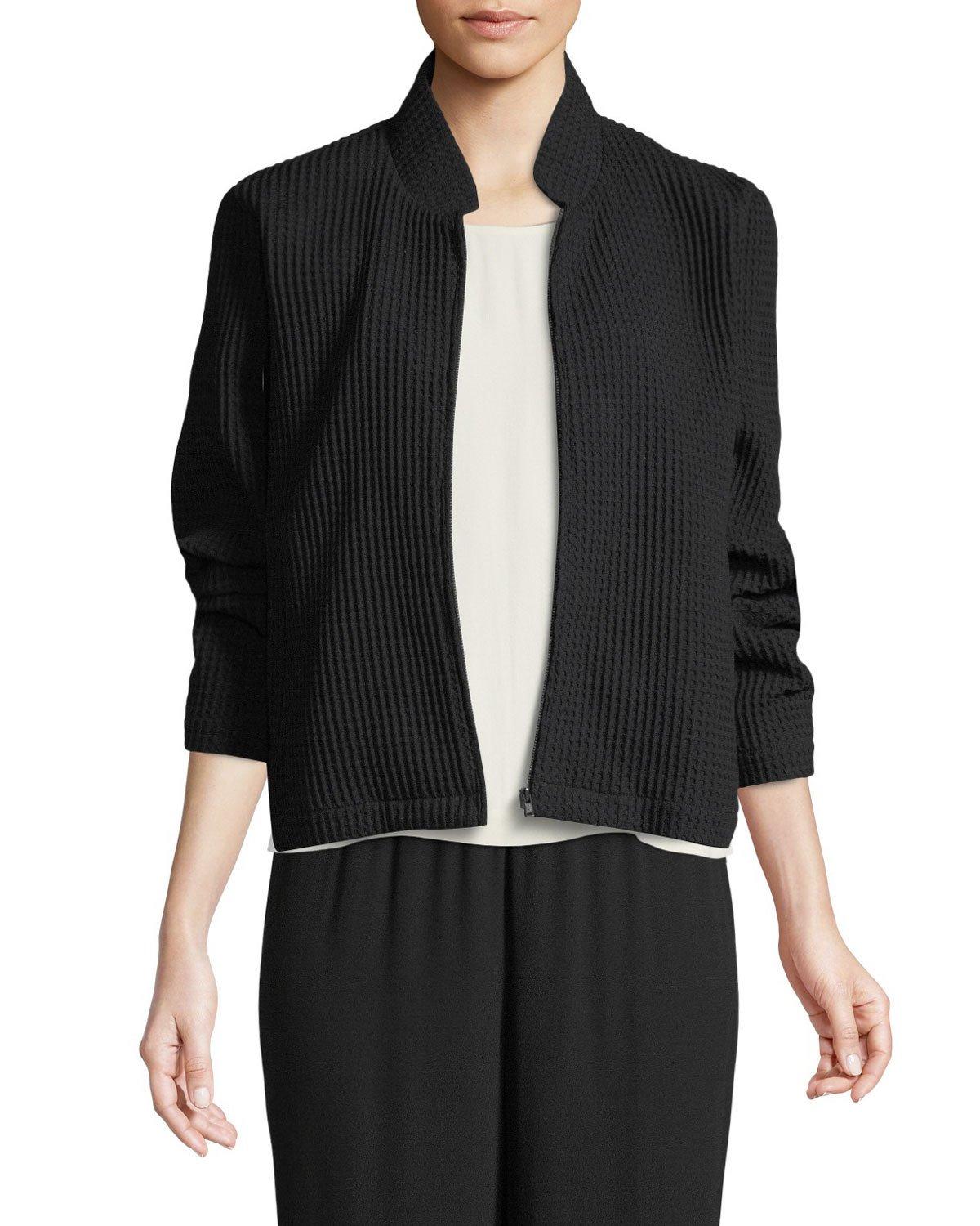 eileen fisher waffle knit jacket