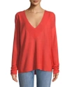 Eileen Fisher Silky Tencel V-neck Boxy Sweater, Plus Size In Red Lory