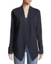 Eileen Fisher Plus Size Angle-front Silky Tencel Cardigan In Midnight