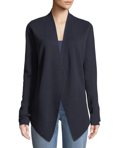Eileen Fisher Plus Size Angle-front Silky Tencel Cardigan In Midnight