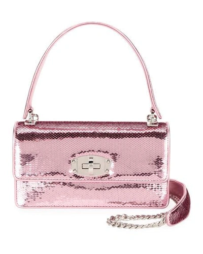 Miu Miu Cleo Sequined Top-handle Shoulder Bag In Rosa