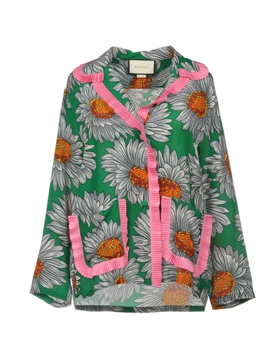 Gucci Floral Shirts & Blouses In Green