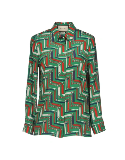 Gucci Patterned Shirts & Blouses In Green