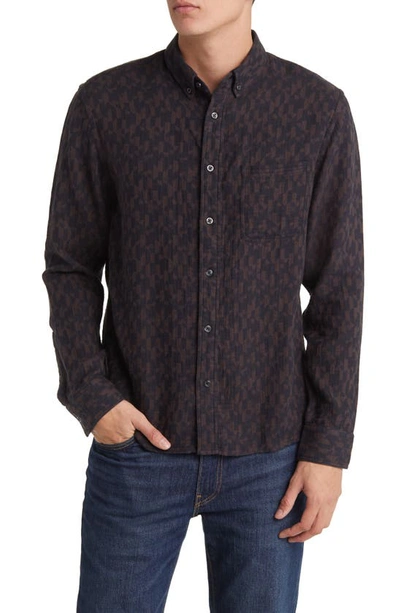 Billy Reid Tuscumbia Jacquard Button-down Shirt In Black/brown