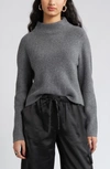 Open Edit Rib Funnel Neck Sweater In Grey Med Charcoal Heather