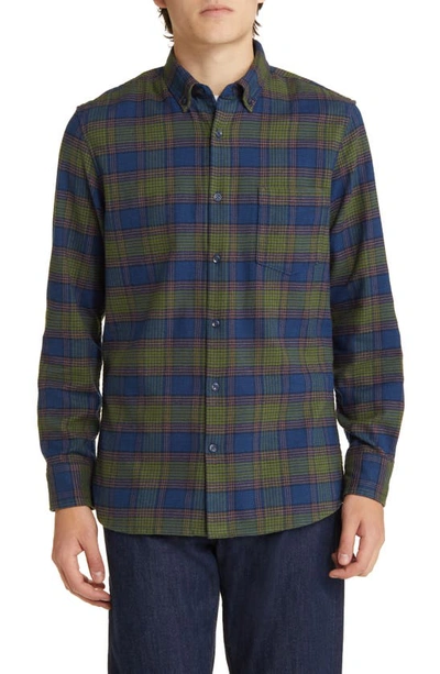 Nordstrom Tech-smart Trim Fit Check Stretch Button-down Shirt In Blue- Green Arden Plaid