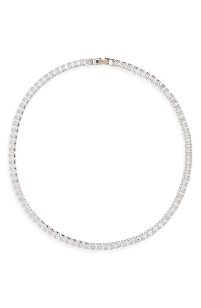 Panacea Crystal Tennis Necklace In Silver