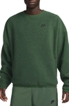 Nike Club Fleece Oversize Crewneck Sweatshirt In Fir/ Black