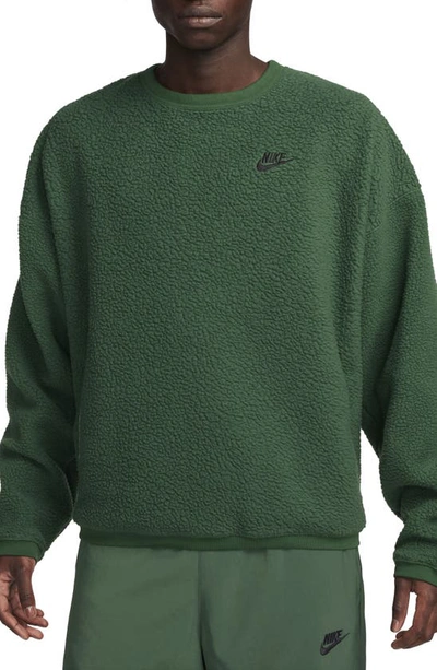 Nike Club Fleece Oversize Crewneck Sweatshirt In Fir/ Black