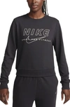 Nike One Dri-fit Crewneck Graphic Sweatshirt In Black/ Sea Glass