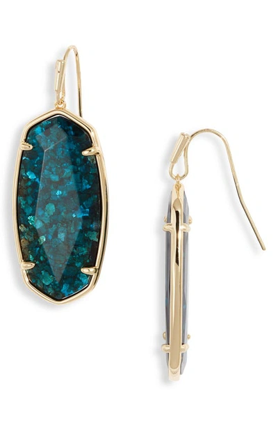 Kendra Scott Faceted Elle Drop Earrings In Gold Dark Teal Mica