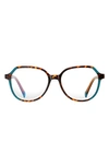 Fifth & Ninth Nelli 53mm Round Blue Light Blocking Glasses In Torte/ Green