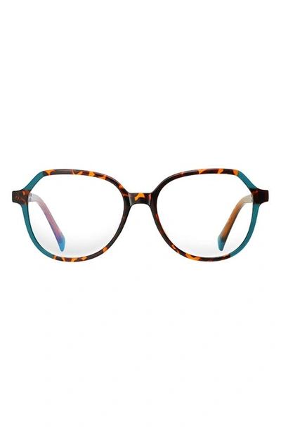 Fifth & Ninth Nelli 53mm Round Blue Light Blocking Glasses In Torte/ Green