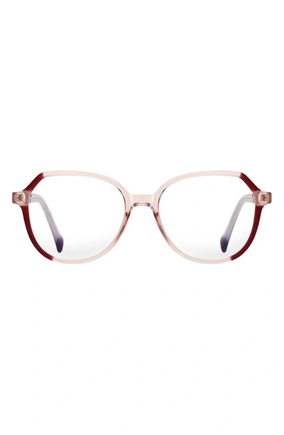 Fifth & Ninth Nelli 53mm Round Blue Light Blocking Glasses In Transparent Pink