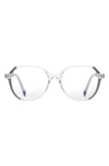 Fifth & Ninth Nelli 53mm Round Blue Light Blocking Glasses In Transparent Grey