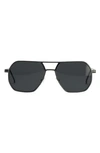 Fifth & Ninth Nola 58mm Polarized Aviator Sunglasses In Black/ Black