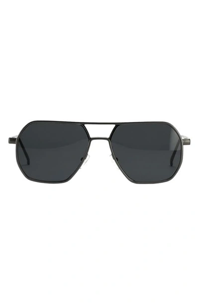 Fifth & Ninth Nola 58mm Polarized Aviator Sunglasses In Black/ Black
