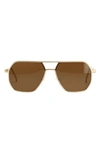 Fifth & Ninth Nola 58mm Polarized Aviator Sunglasses In Brown/ Gold