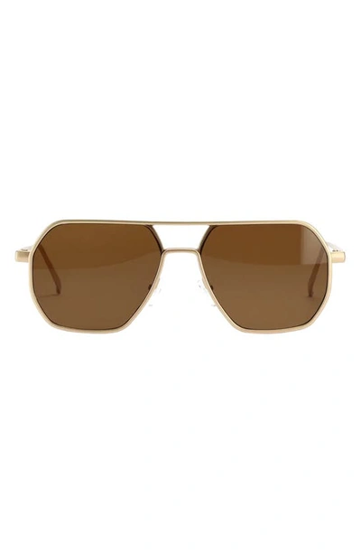 Fifth & Ninth Nola 58mm Polarized Aviator Sunglasses In Brown/ Gold