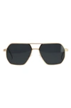 Fifth & Ninth Nola 58mm Polarized Aviator Sunglasses In Black/ Gold