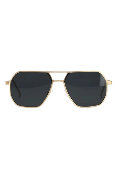 Fifth & Ninth Nola 58mm Polarized Aviator Sunglasses In Black/ Gold