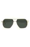 Fifth & Ninth Nola 58mm Polarized Aviator Sunglasses In Green/ Gold