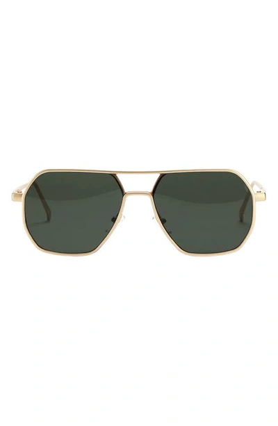 Fifth & Ninth Nola 58mm Polarized Aviator Sunglasses In Green/ Gold