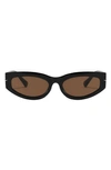 Fifth & Ninth Alexa 58mm Oval Polarized Sunglasses In Black/ Brown
