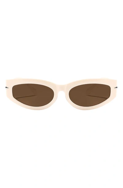 Fifth & Ninth Alexa 58mm Oval Polarized Sunglasses In Cream/ Brown