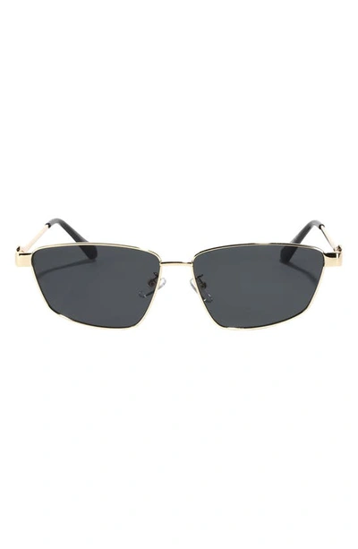 Fifth & Ninth Cleo 60mm Polarized Geometric Sunglasses In Black/ Gold