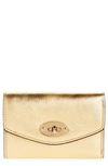 Mulberry Darley Folded Leather Wallet In Soft Gold Foil