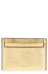 Mulberry Leather Card Case In Soft Gold Foil