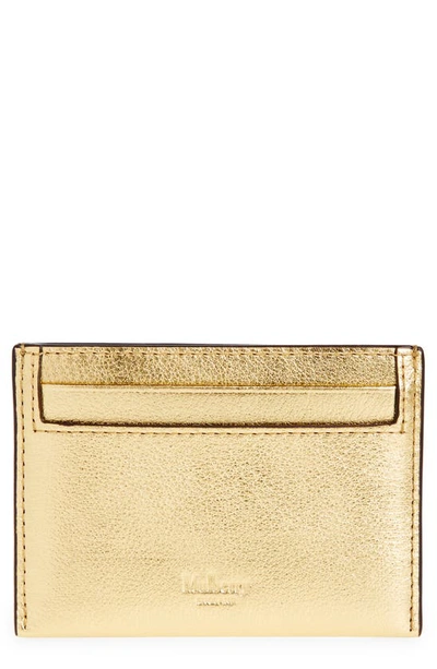 Mulberry Leather Card Case In Soft Gold Foil