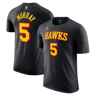 Jordan Brand Dejounte Murray Black Atlanta Hawks 2022/23 Statement Edition Name & Number T-shirt