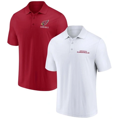 Fanatics Men's  White, Cardinal Arizona Cardinals Lockup Two-pack Polo Shirt Set In White,cardinal