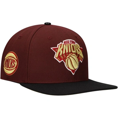 Pro Standard Men's  Maroon, Black New York Knicks Gold Rush 2-tone Snapback Hat In Maroon,black