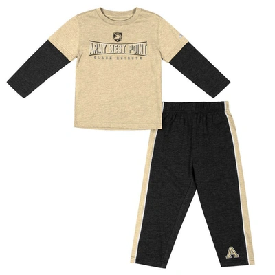 Colosseum Kids' Toddler  Gold/black Army Black Knights Long Sleeve T-shirt & Pants Set