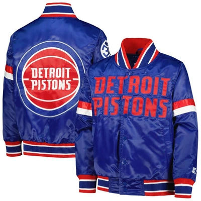 Starter Youth  Blue Detroit Pistons Home Game Varsity Satin Full-snap Jacket