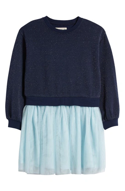 Tucker + Tate Kids' Sparkle Long Sleeve Tutu Dress In Navy- Blue Sparkle