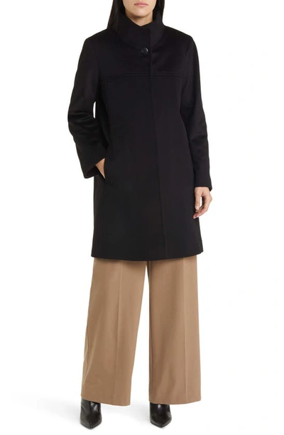 Fleurette Drew Stand Collar Cashmere Coat In Black ModeSens