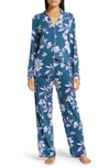 Nordstrom Moonlight Eco Knit Pajamas In Blue Ceramic Winter Floral