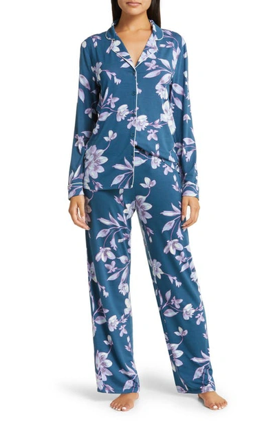 Nordstrom Moonlight Eco Knit Pajamas In Blue Ceramic Winter Floral