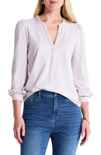 Nzt By Nic+zoe Perfect Knit Henley Top In Light Rose Gold