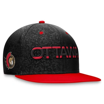 Fanatics Branded  Black/red Ottawa Senators Authentic Pro Rink Two-tone Snapback Hat In Black,red