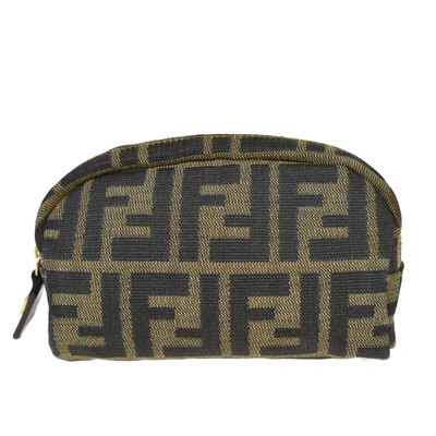 FENDI: clutch bag in fabric and leather - Brown  Fendi briefcase  7N0134AFBV online at