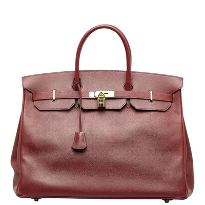 Hermes Hermès Birkin 40 Burgundy Leather Handbag ()