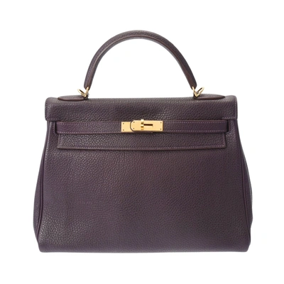Hermes Hermès Kelly 32 Purple Leather Handbag ()
