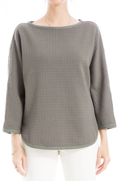 Max Studio Boat Neck Dolman Sleeve Waffle Knit Top In Charcoal